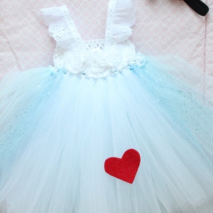Beautiful Alice in Wonderland Tutu Dress Costume with Black Bow Headband for Baby Girl 6-18 Months First Halloween Baby Halloween image 3