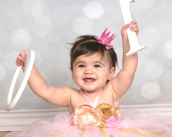 Adorable rosa y oro brillo corona diadema para bebé niña 0-12 meses de edad  primer cumpleaños -  México