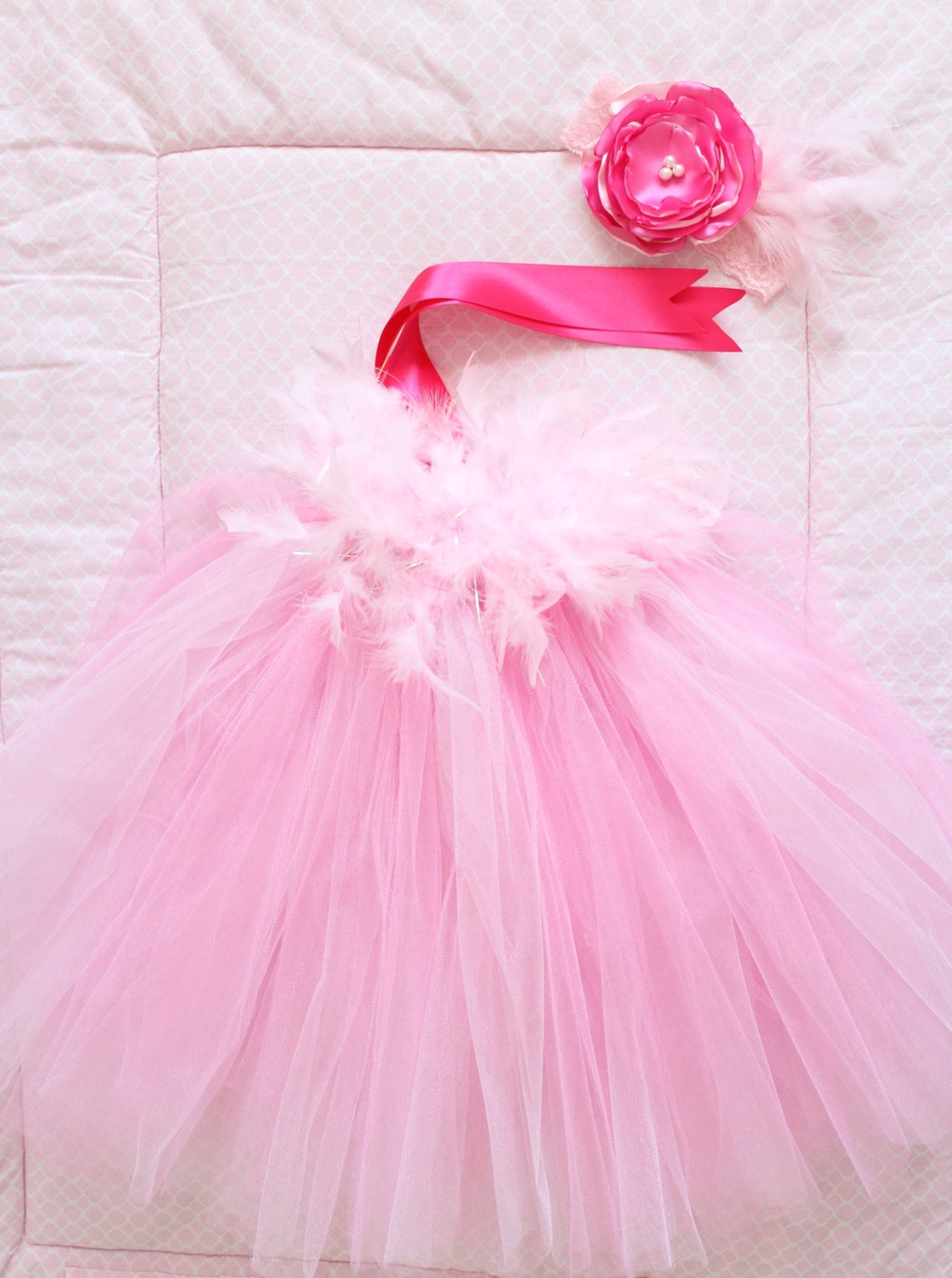 hot pink feather dress