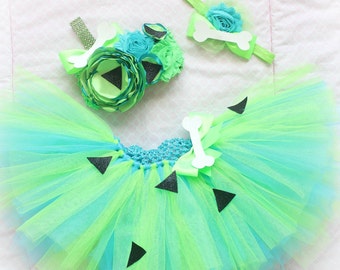 Adorable Baby Pebbles Costume Tutu Dress Set 3 Piece for Baby Girl Newborn-18 Months First Birthday First Halloween