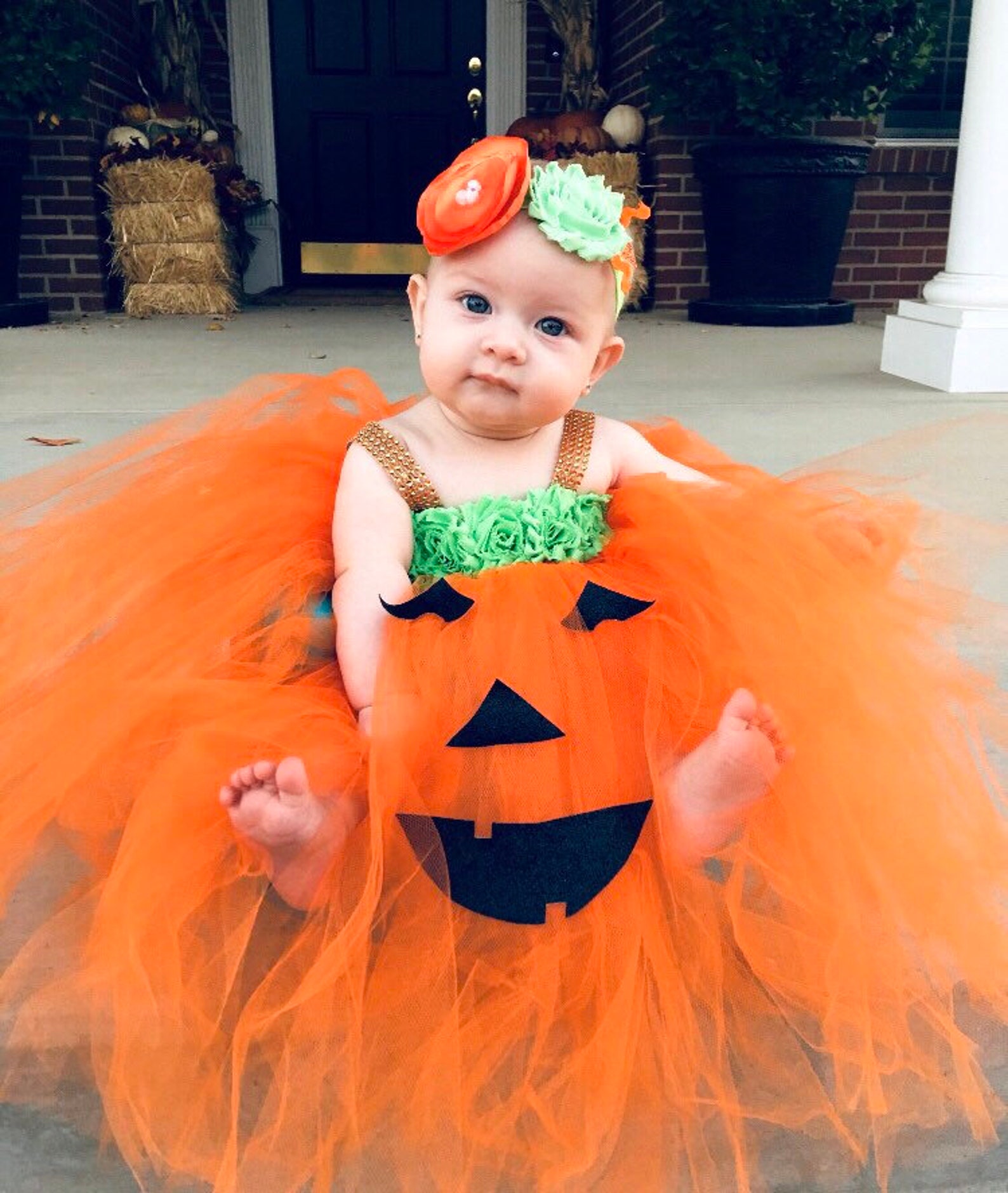 Adorable Baby Pumpkin Costume Pumpkin Tutu Dress For Baby Girl Etsy