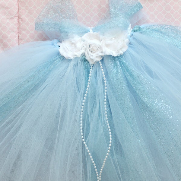 Beautiful Cinderella Tutu Dress Costume with Crown Headband for Baby Girl 6-18 Months First Birthday