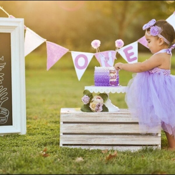 Lavender Lace Sequin Baby Dress w/ Headband (6-9 months) main image 0