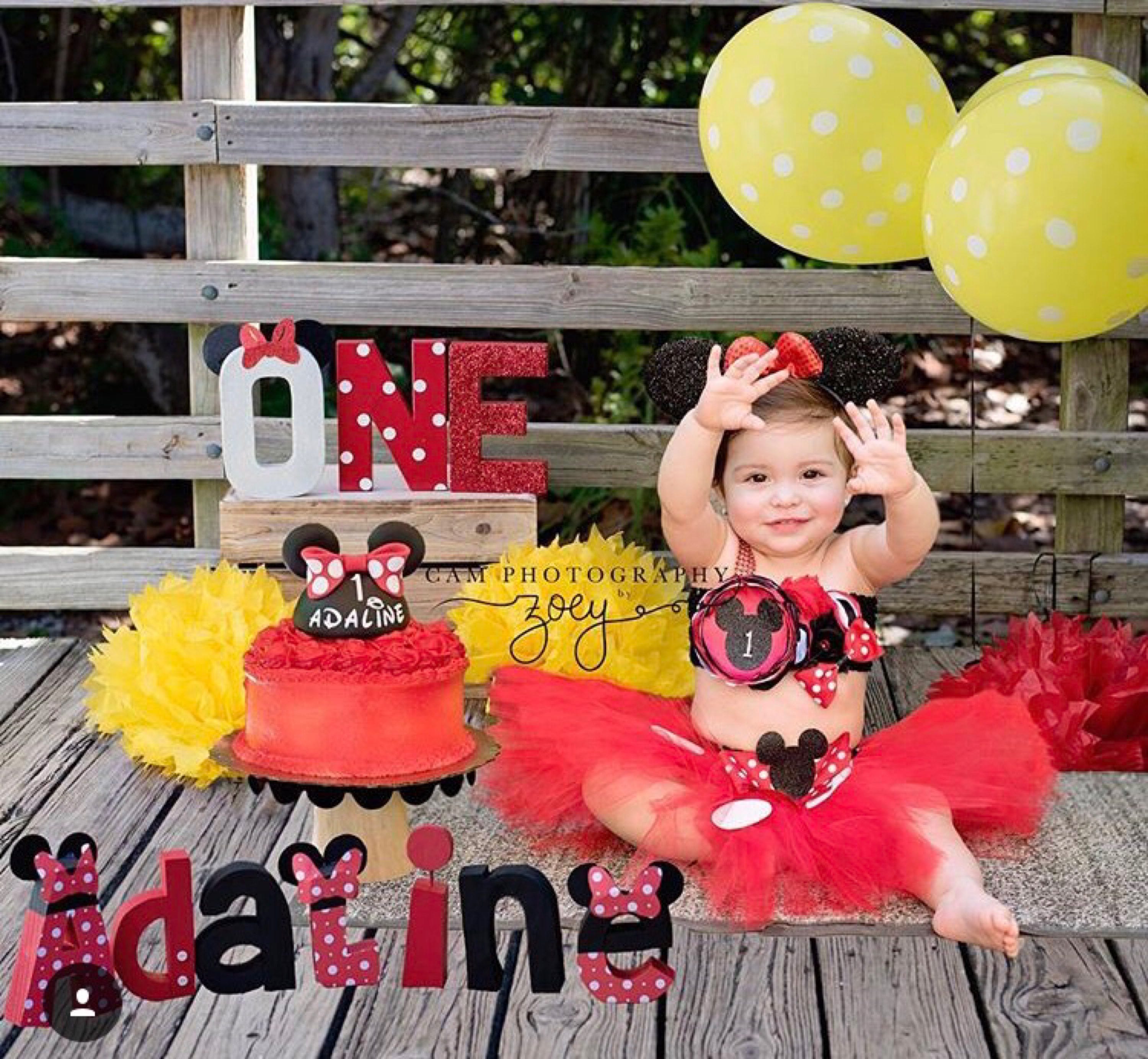 Gorgeous Minnie Mouse Cake Smash Birthday Outfit Tutu Set 3 Piece