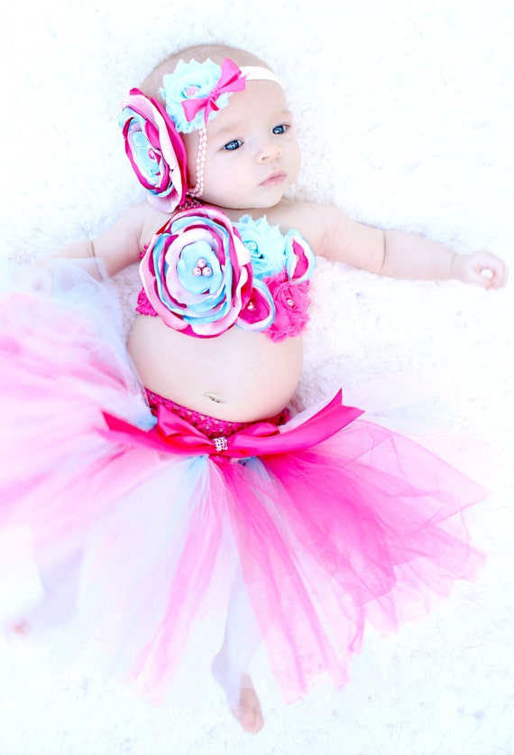 Birthday Girl Cake Smash Personalized Hot Pink Tutu Baby Girl Photo Prop Outfit