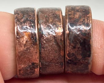 Rustic Copper & White Oak Whiskey Barrel Ring: Patina Anniversary Band