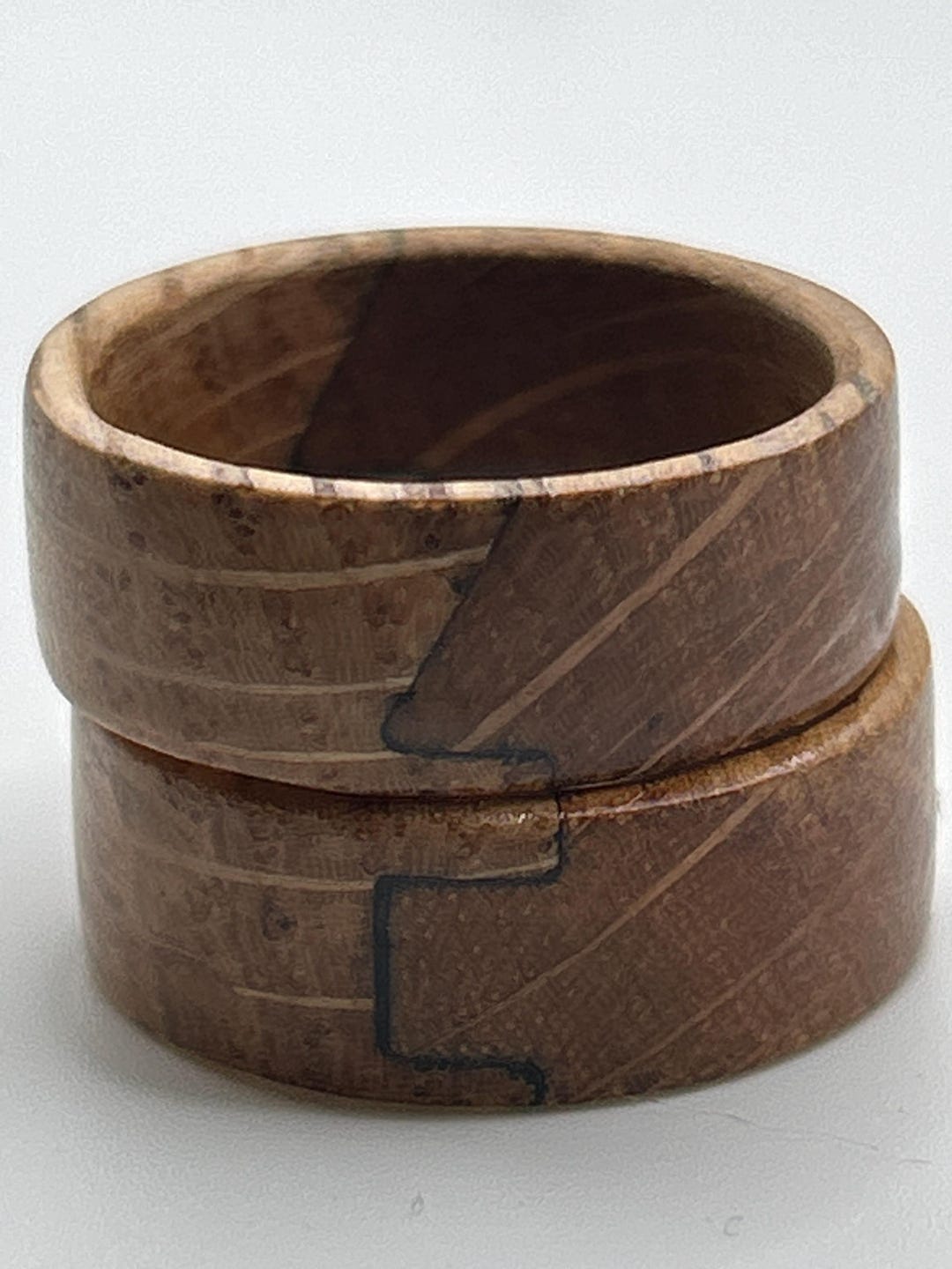 Genuine Whiskey Barrel Head Wood Ring: White Oak, Visible Joint Detail ...