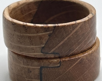 Genuine Whiskey Barrel Head Wood Ring: White Oak, Visible Joint Detail