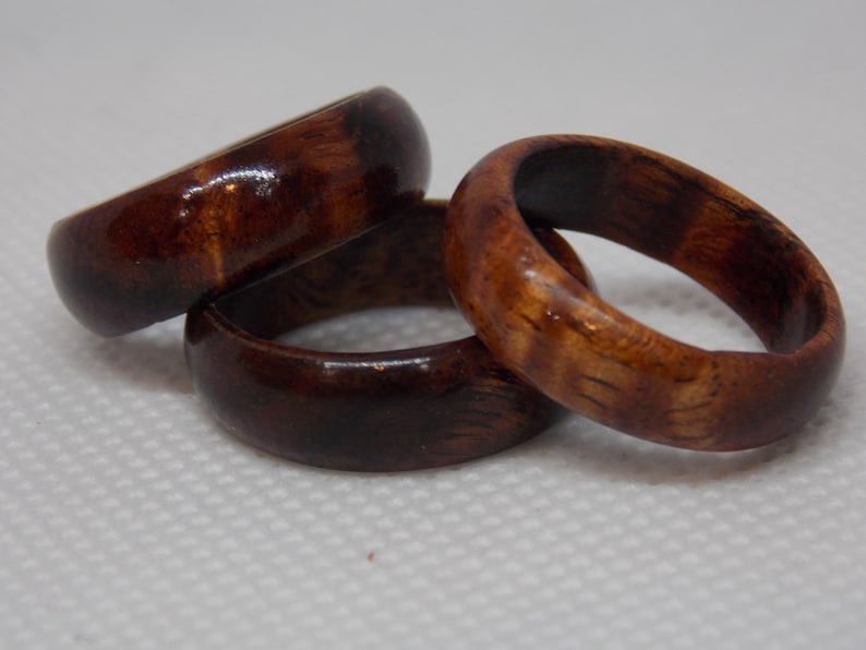 Hawaiian Koa wood ring Colorful curly Koa wood ring handmade wood ring unisex exotic wood ring solid Koa wood ring quality koa wood ring image 6