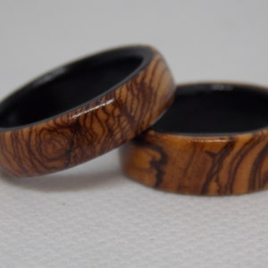 Olive Wood Ring: Ebony Lined, Holy Land, Bethlehem