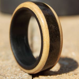 Ebony Maple Buckeye Burl Wood Ring - Size 10