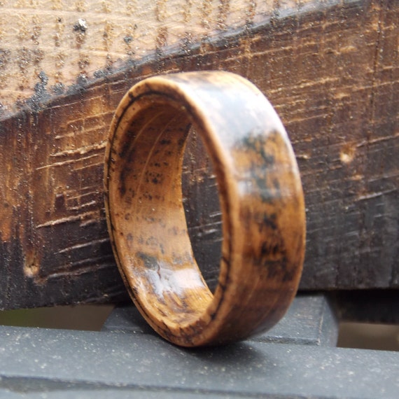 Maker's Mark double Whiskey Barrel Wood Ring: Reclaimed White Oak Band