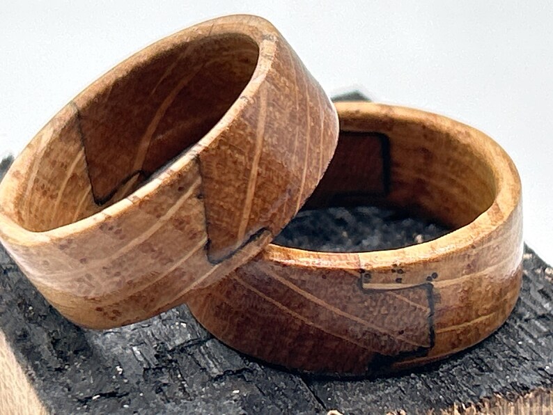Genuine Whiskey Barrel Head Wood Ring: White Oak, Visible Joint Detail ...