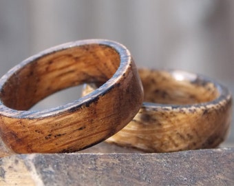 Anillo de madera de barril de whisky: roble blanco carbonizado, banda rústica