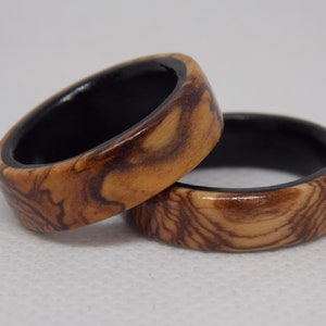 Bethlehem Israel Olive wood lined with Ebony ring Authentic Holy Land ring sacred Special ring Mens cool olivewood ring Woman's unique ring