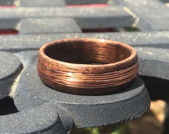 Walnut Wood Ring with Copper Inlay - Anniversary Ring