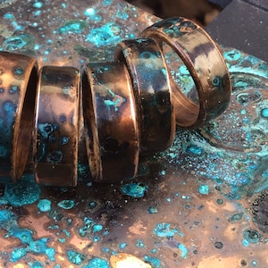 Jim Beam Whiskey Barrel Wood Ring: Patina Copper Anniversary Band