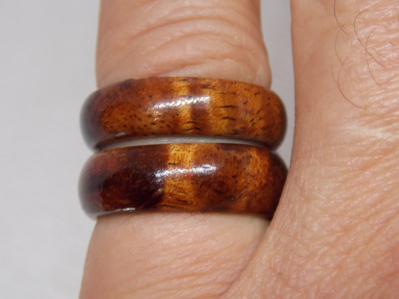 Hawaiian Koa wood ring Colorful curly Koa wood ring handmade wood ring unisex exotic wood ring solid Koa wood ring quality koa wood ring image 5