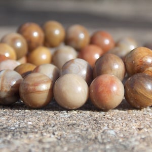 Natural Petrified Wood Stretch cord Bracelet 8mm round Beads Custom size