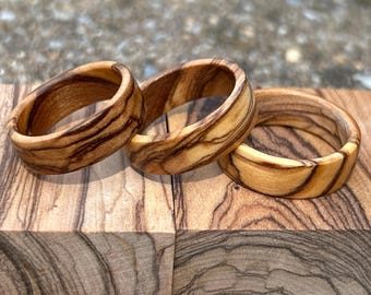 Bethlehem Olive Wood Ring: Handcrafted Holy Land Jewelry size 8, 9.5, 10