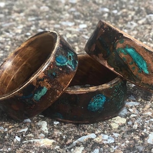 Tennessee Whiskey Barrel Wood Ring: Patina Copper Anniversary Band