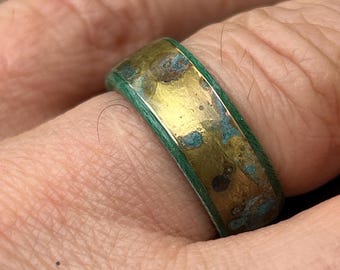 Maple Wood Ring: Patina aged brass ring