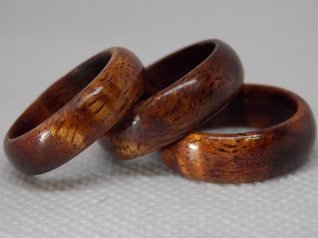 Hawaiian Koa Wood Ring Colorful Curly Koa Wood Ring Handmade Wood Ring