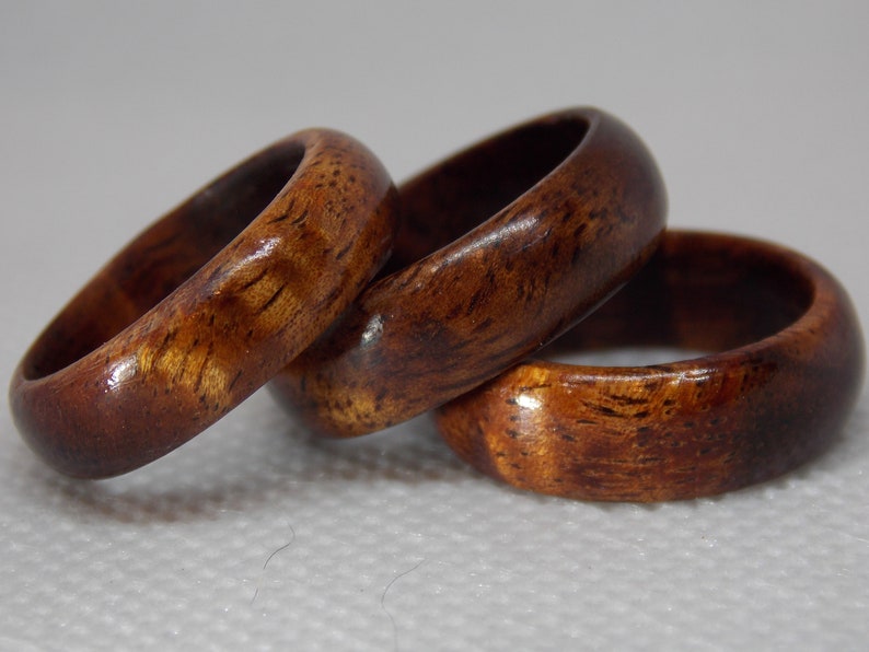 Hawaiian Koa wood ring Colorful curly Koa wood ring handmade wood ring unisex exotic wood ring solid Koa wood ring quality koa wood ring image 1