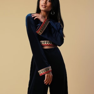 Blue Velvet Bell Sleeve