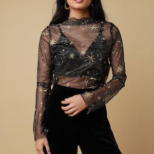 Black Celestial Mesh Top image 2