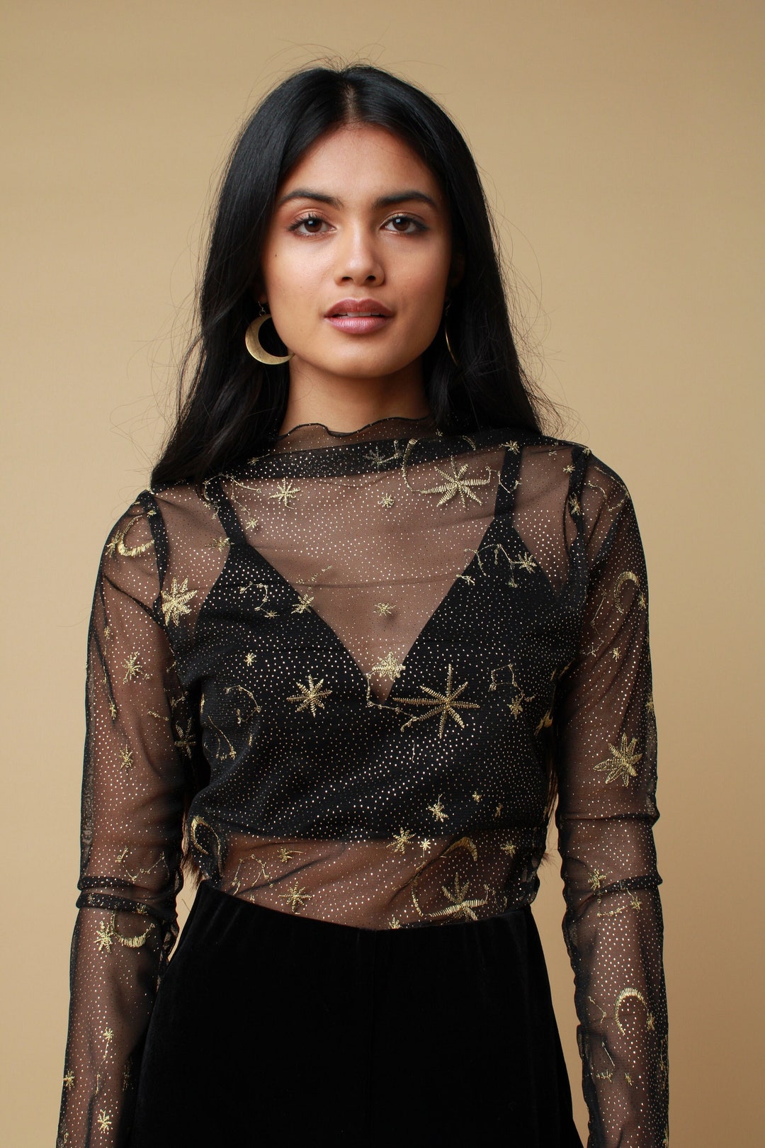 Black Celestial Mesh Top Etsy UK