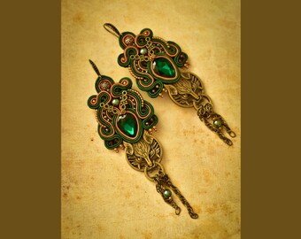 Wolf Fantasy Soutache Earrings ∙ Bold Boho Statement ∙ Gift for Her ∙ Handmade Art ∙ by nikuske