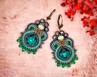 Soutache Earrings ∙ Petite Green Charms ∙ Gift for Her ∙ Handmade Art ∙ by nikuske