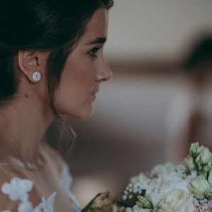 Lace White Pearl Wedding Studs ∙ Perfect Bridal Accessory ∙ Elegantly Handcrafted Art ∙ by nikuske