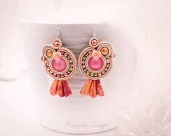 Elegant Floral Soutache Earrings ∙ For Her ∙ Handmade Art ∙ by nikuske