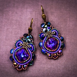 Petite Blue-Violet Soutache Earrings ∙ Timelessly Elegant ∙ For Her ∙ Handmade Art ∙ by nikuske