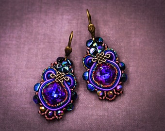 Petite Blue-Violet Soutache Earrings ∙ Timelessly Elegant ∙ For Her ∙ Handmade Art ∙ by nikuske