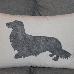 Long Hair Dachshund, Weiner Dog, Pillow Cover, 12" x 18", Quick Ship