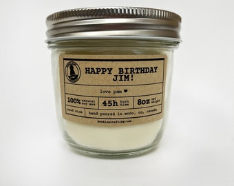 Happy Birthday Candle | Personalized candle | Birthday gift for her | Custom birthday candle | environmentally friendly soy candle