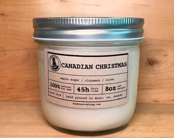 CANADIAN CHRISTMAS | Christmas candle | non toxic soy wax scented candle | environmentally friendly gift | wood wick candle