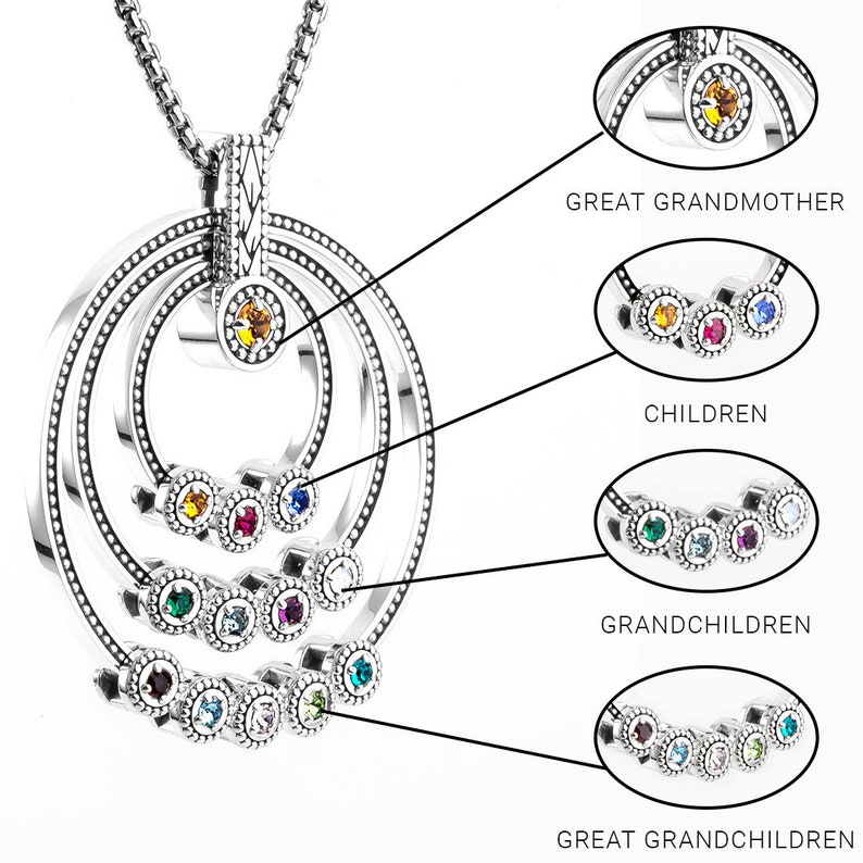 Great Grandmothers Birthstone Necklace image 2