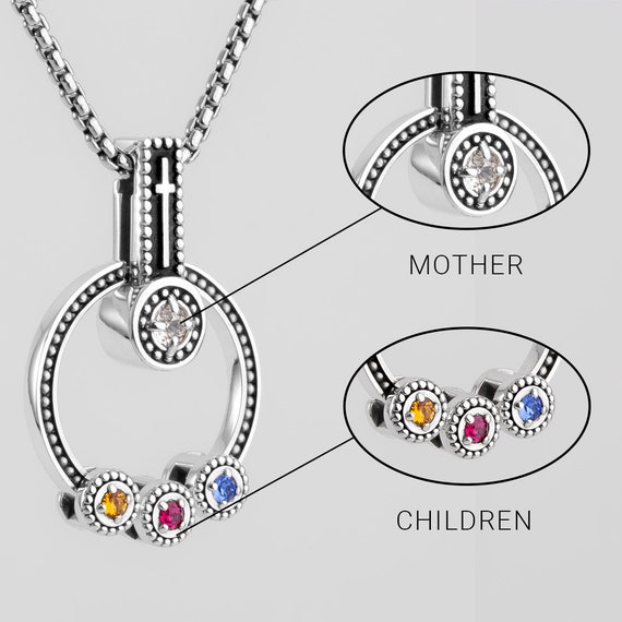 mothers birthstone cross necklace