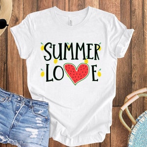 Sommer Liebe Tshirt, Sommer-Liebhaber, Wassermelone Shirt, Zitrone Top, Sommerzeit T-Shirt, süßes Frucht Shirt, Frau Geschenk, Girly, lässiges Sommer-T-Shirt
