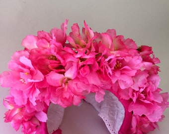 Pink blossoms New Born Floral Bonnet. #rts