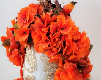 Orange sunshine floral bonnet photography prop