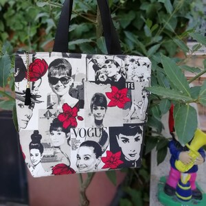 Bolso Audrey Helburn,bolso de tela,bolso hombro,bolso cine,bolso Hollywood,bolso de hombro,bolso de lona,bolso tela,desayuno con diamantes