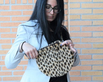 Leopard bag, plush clutch, leopard clutch, leopard handbag, leopard purse, leopard plush bag, chain bag,plush handbag,soft bag,fur bag