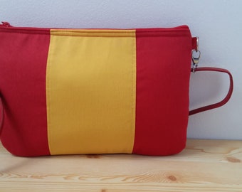 Flag purse,red purse,fabric purse bag,fabric handbag,red handbag,spanish handbag,flag handbag,patriot bag,spanish flag, red and yellow
