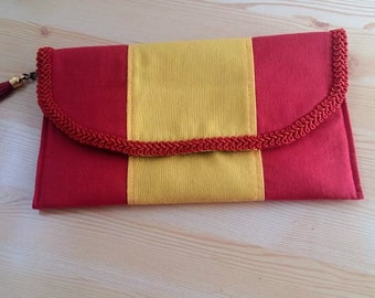 Flag purse,red purse,fabric purse bag,fabric handbag,red handbag,spanish handbag,flag handbag,patriot bag,spanish flag, red and yellow