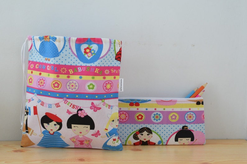 Estuche de muñecas,estuche de niña,bolsa de merienda,bolsa de guarderia,estuche de niños,estuche infantil,bolsa sandwich,bolsa almuerzo image 3